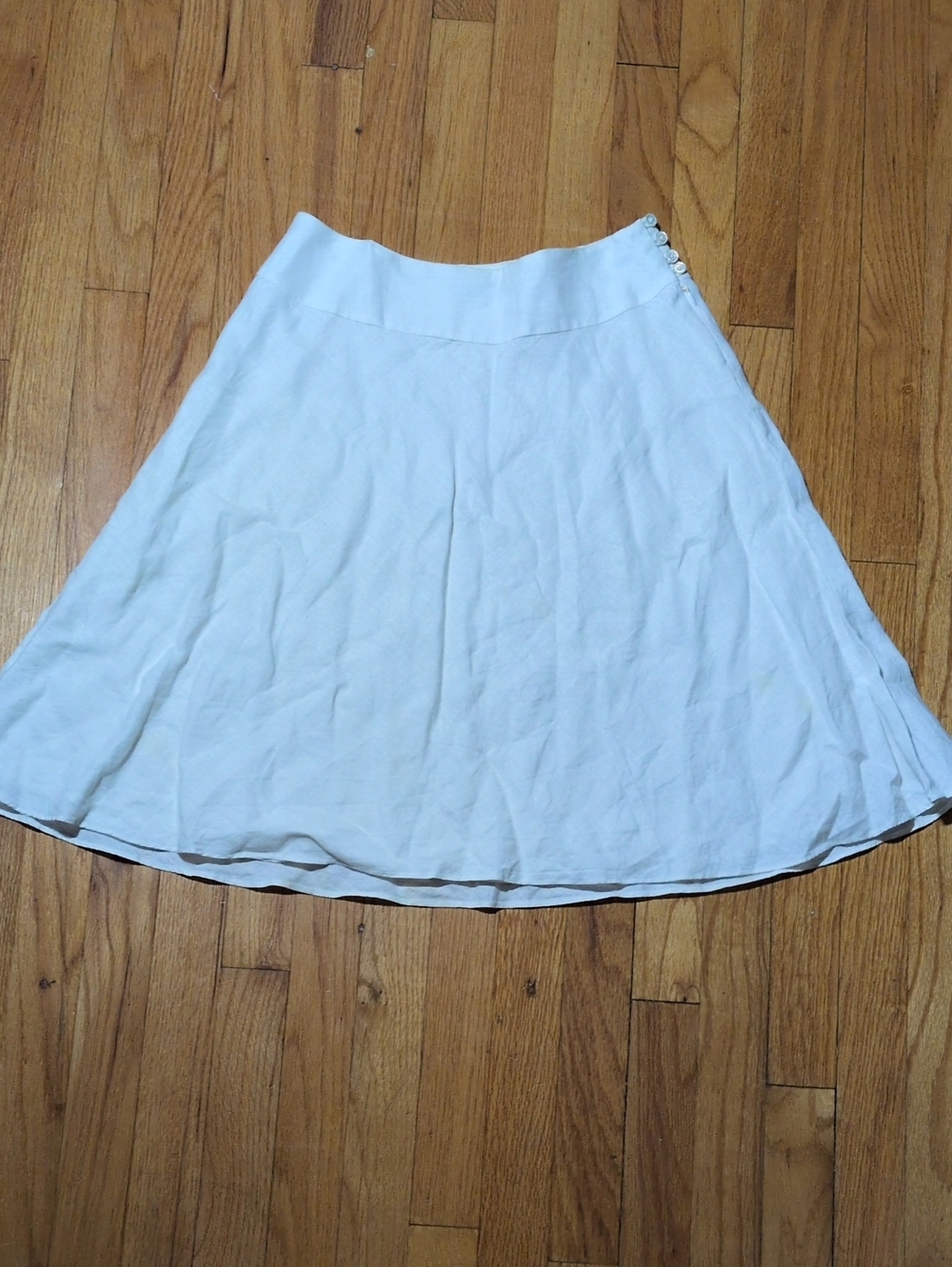Ann Taylor women's 100% Linen White Circle Skirt with Side Button Detail 4